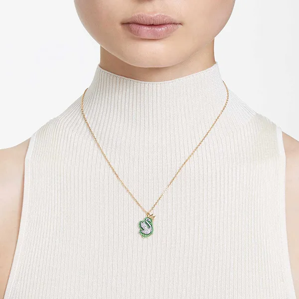 Dây Chuyền Nữ Swarovski Pop Swan Pendant Swan Green Gold Tone Plated 5649198 Màu Vàng Xanh