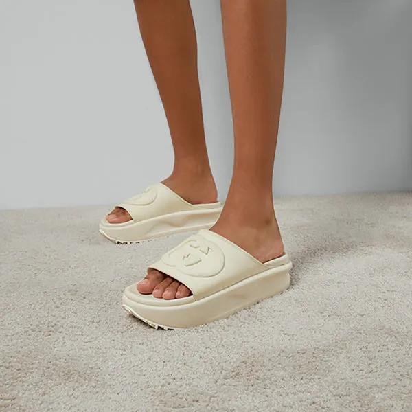 Dép Nữ Gucci GG Slide Sandal With Interloking G In Of-White Màu Trắng Ngà Size 34