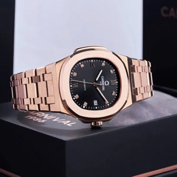 Đồng Hồ Nam Carniva 8160G-VH-D Màu Đen - Vàng Hồng