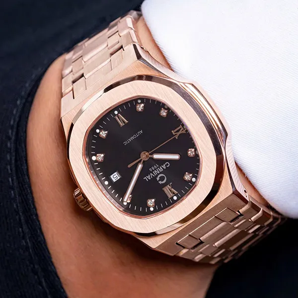 Đồng Hồ Nam Carniva 8160G-VH-D Màu Đen - Vàng Hồng