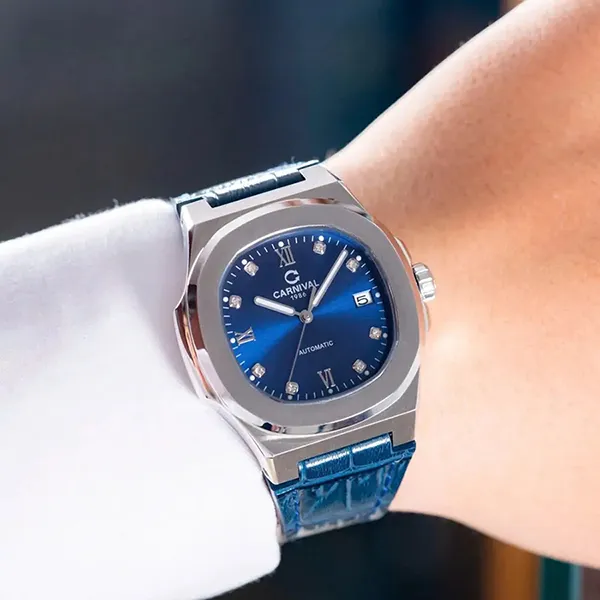 Đồng Hồ Nam Carnival 8160G-VT-DD-X Màu Xanh Bạc