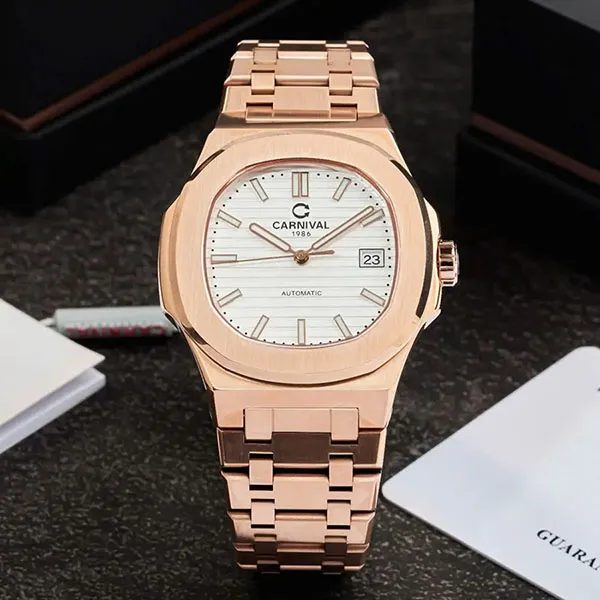Đồng Hồ Nam Carnival Automatic 8108G1-VH-T Màu Vàng Hồng/Trắng