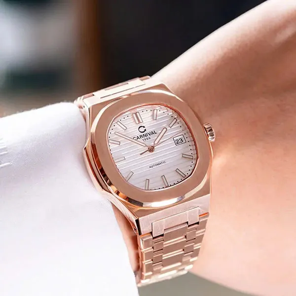Đồng Hồ Nam Carnival Automatic 8108G1-VH-T Màu Vàng Hồng/Trắng