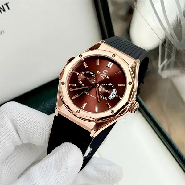 Đồng Hồ Nam Carnival Automatic 8188G-VH-DCS-N Màu Nâu - Vàng