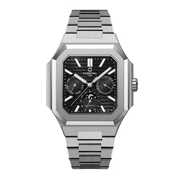 Đồng Hồ Nam Carnival 42mm 8187G-VT-D Màu Đen Bạc