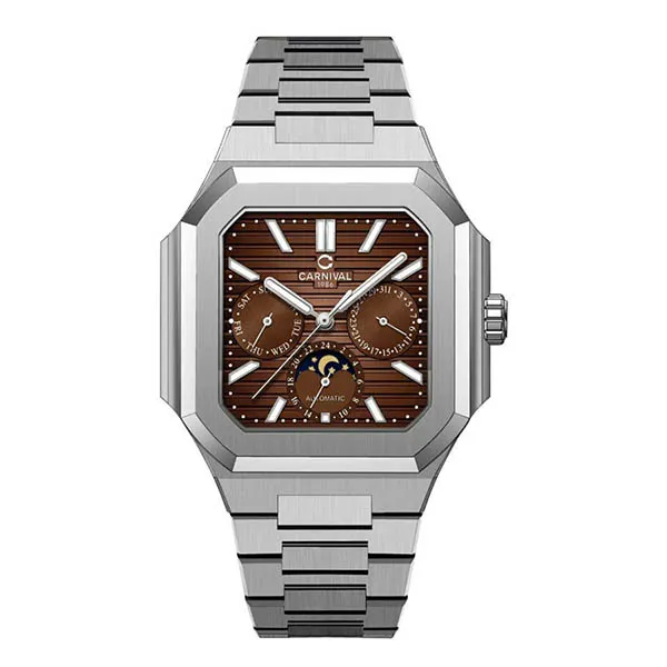 Đồng Hồ Nam Carnival 42mm 8187G-VT-N Màu Nâu Bạc