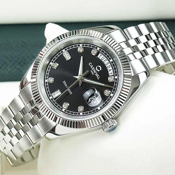 Đồng Hồ Nam Carnival Quartz 8190G-VT-D Màu Đen Bạc
