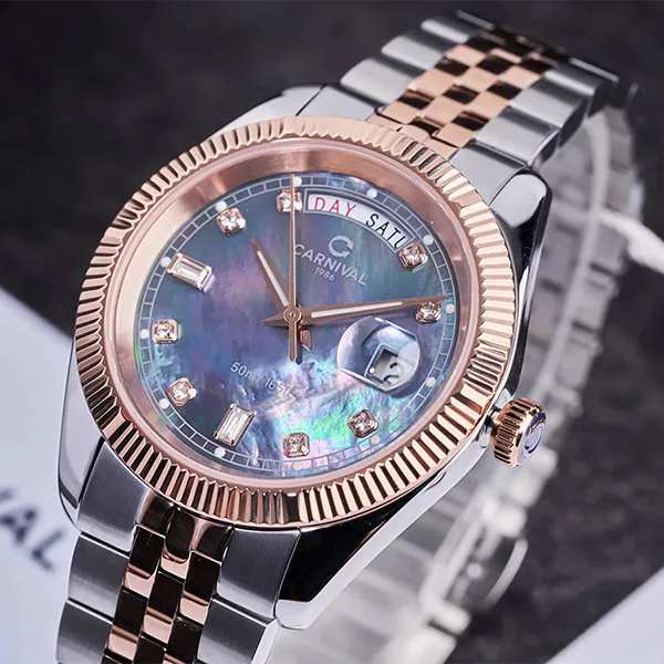 Đồng Hồ Nam Carnival Quartz Watch 8190G-CH-DK Màu Demi Mặt Đen