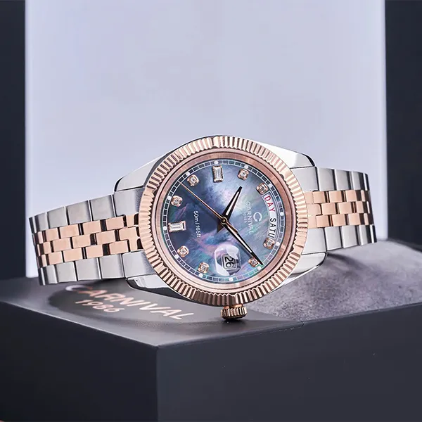 Đồng Hồ Nam Carnival Quartz Watch 8190G-CH-DK Màu Demi Mặt Đen