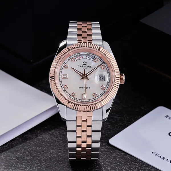 Đồng Hồ Nam Carnival Quartz Watch 8190G-CH-TK Màu Demi Mặt Trắng