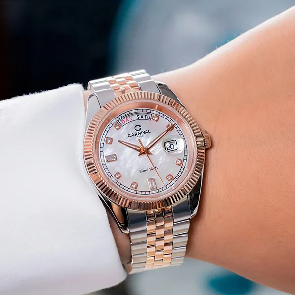 Đồng Hồ Nam Carnival Quartz Watch 8190G-CH-TK Màu Demi Mặt Trắng