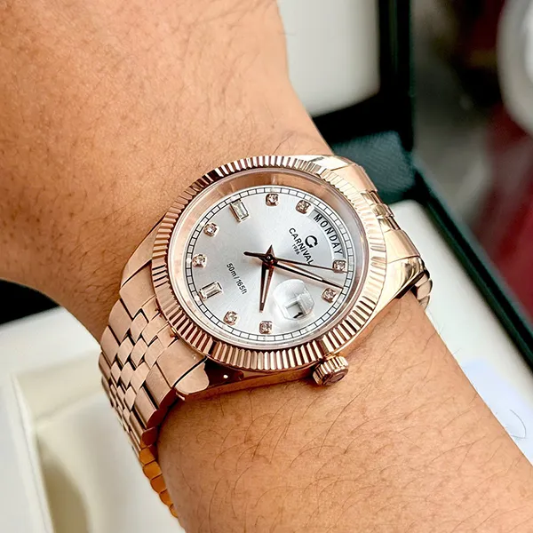 Đồng Hồ Nam Carnival Quartz Watch 8190G-VH-T Màu Vàng Hồng