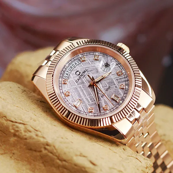 Đồng Hồ Nam Carnival Quartz Watch 8190G-VH-TT Màu Vàng Hồng/Xám