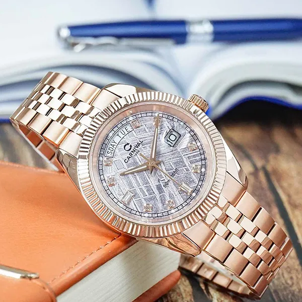 Đồng Hồ Nam Carnival Quartz Watch 8190G-VH-TT Màu Vàng Hồng/Xám