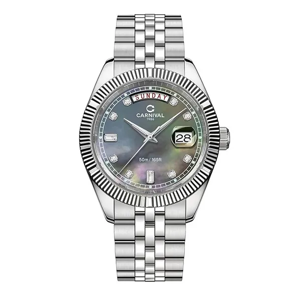 Đồng Hồ Nam Carnival Quartz Watch 8190G-VT-DK Màu Bạc/Đen