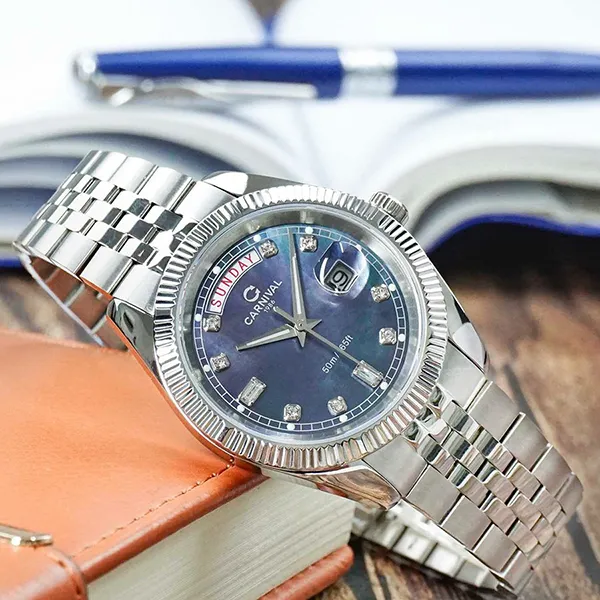 Đồng Hồ Nam Carnival Quartz Watch 8190G-VT-DK Màu Bạc/Đen