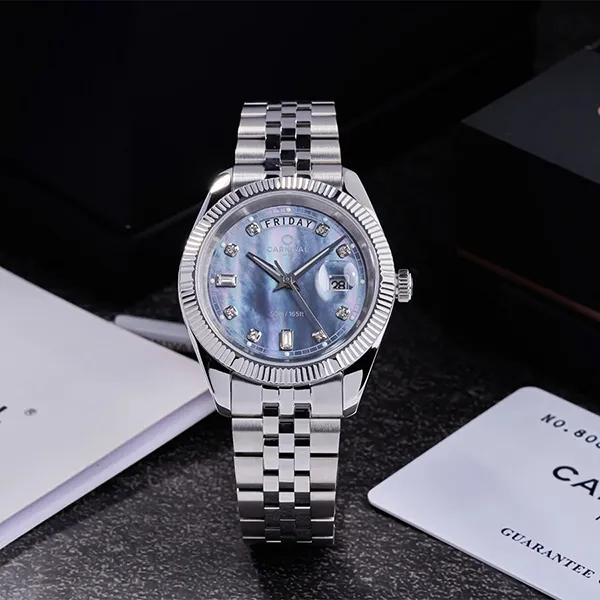 Đồng Hồ Nam Carnival Quartz Watch 8190G-VT-DK Màu Bạc/Đen