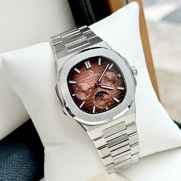 Đồng Hồ Nam Carnival Watch Automatic 8179G-VT-N Màu Bạc Nâu