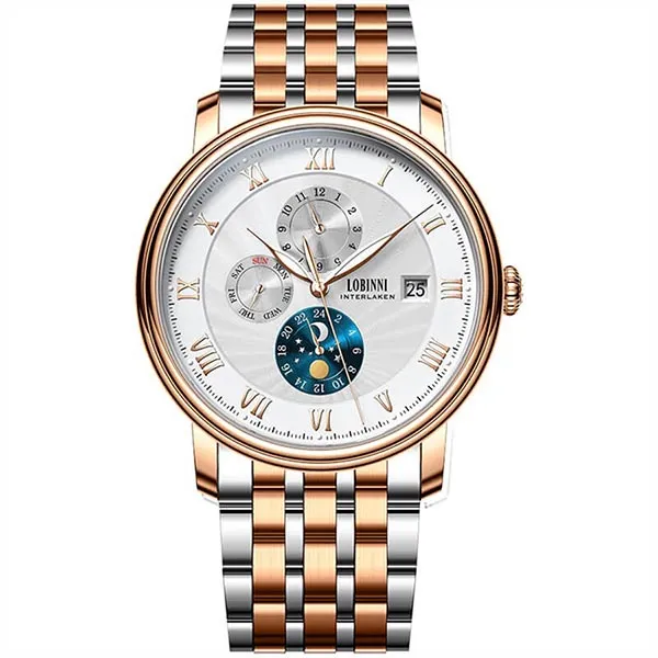 Đồng Hồ Nam Lobinni LB11023G-T1 Màu Bạc Phối Vàng Hồng