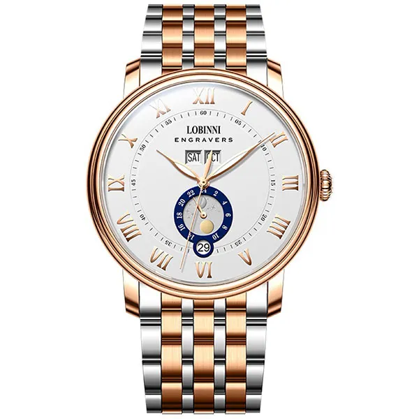 Đồng Hồ Nam Lobinni LB11025G-T1 Màu Bạc Phối Vàng Hồng