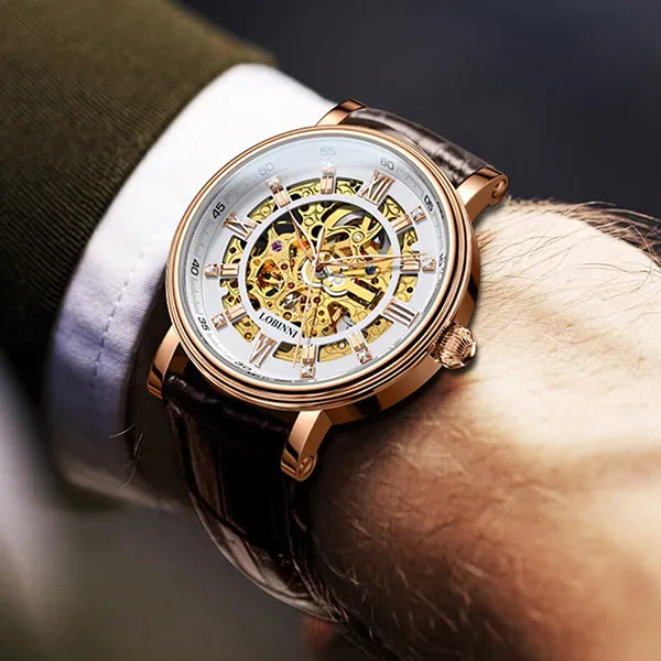 Đồng Hồ Nam Lobinni LB9010G-D3 Màu Nâu Vàng