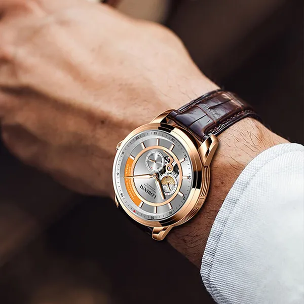 Đồng Hồ Nam Lobinni LB9017G-D1 Màu Nâu Vàng