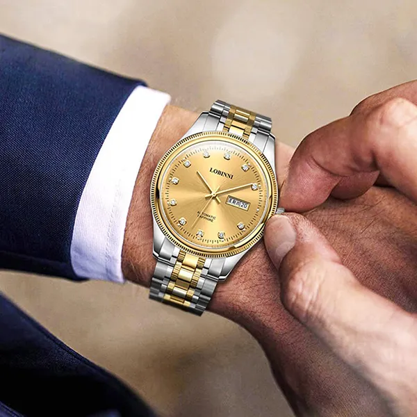 Đồng Hồ Nam Lobinni LB9020G-T2 Màu Bạc Vàng