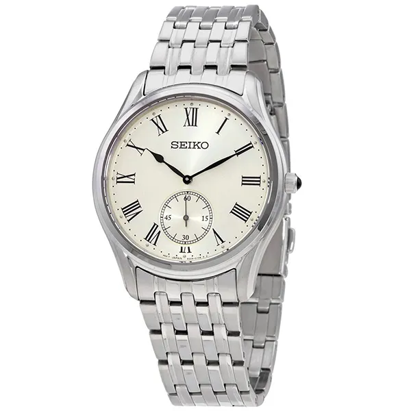 Đồng Hồ Nam Seiko Quartz Cream Dial Stainless Steel Men's Watch SRK047P1 Màu Bạc