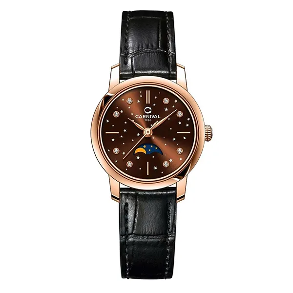 Đồng Hồ Nữ Carnival Quartz 8193L-VH-DD-N (8193L) Màu Nâu Đen
