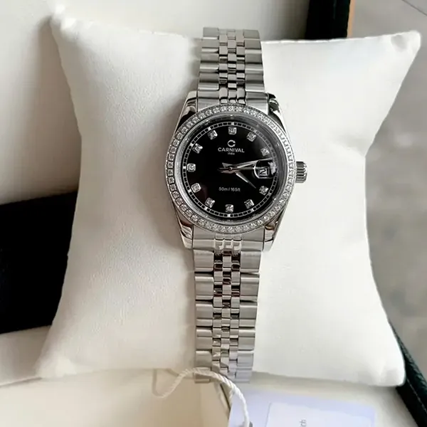 Đồng Hồ Nữ Carnival Quartz Watch 8131L2-VT-D Màu Bạc/Đen