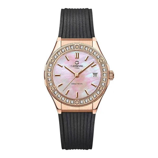 Đồng Hồ Nữ Carnival Quartz Watch 8168L2-VH-DCS-HK Màu Đen/Hồng