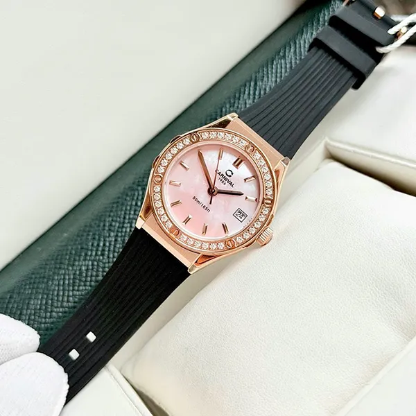 Đồng Hồ Nữ Carnival Quartz Watch 8168L2-VH-DCS-HK Màu Đen/Hồng