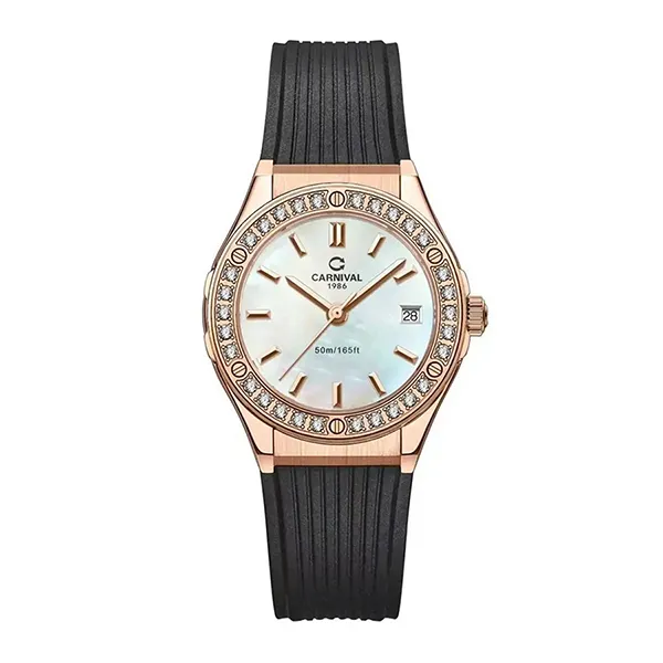 Đồng Hồ Nữ Carnival Quartz Watch 8168L2-VH-DCS-TK Màu Đen/Trắng