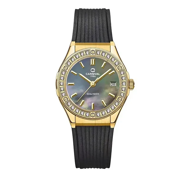Đồng Hồ Nữ Carnival Quartz Watch 8168L2-VV-DCS-DK Màu Đen/Gold