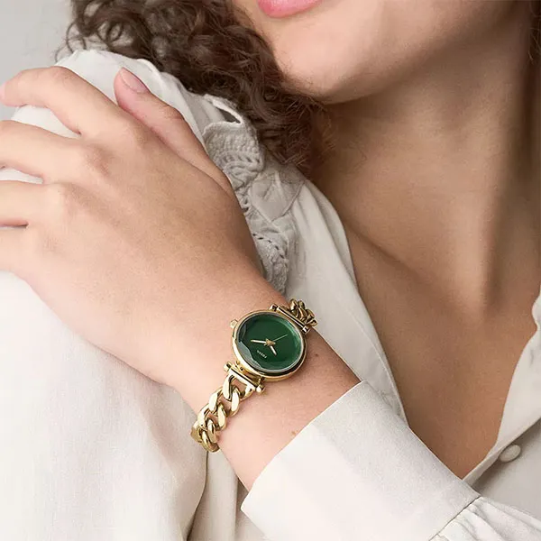 Đồng Hồ Nữ Fossil Carlie Stainless Steel Watch ES5441 Màu Vàng/Xanh