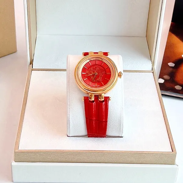 Đồng Hồ Nữ Versace KHAI Swiss Quartz Watch VQE100016 38mm Màu Đỏ
