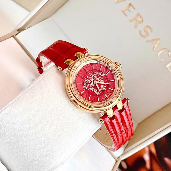 Đồng Hồ Nữ Versace KHAI Swiss Quartz Watch VQE100016 38mm Màu Đỏ