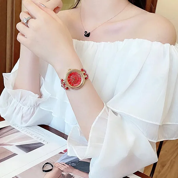 Đồng Hồ Nữ Versace KHAI Swiss Quartz Watch VQE100016 38mm Màu Đỏ