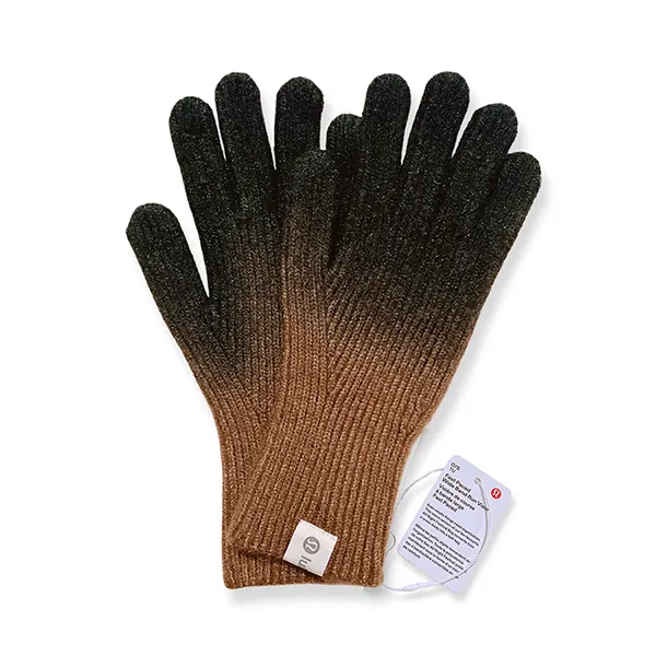 Găng Tay Lululemon Len Dệt Kim Chuyển Màu Caramel Gradient Màu Nâu Đen