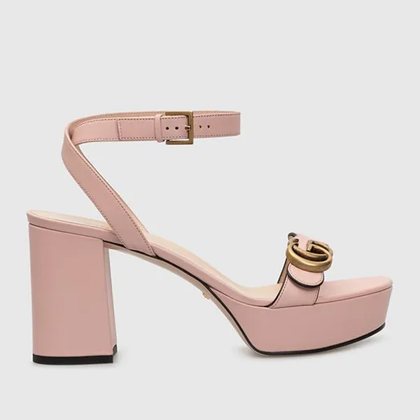 Giày Cao Gót Nữ Gucci Sandal Màu Hồng Size 37.5