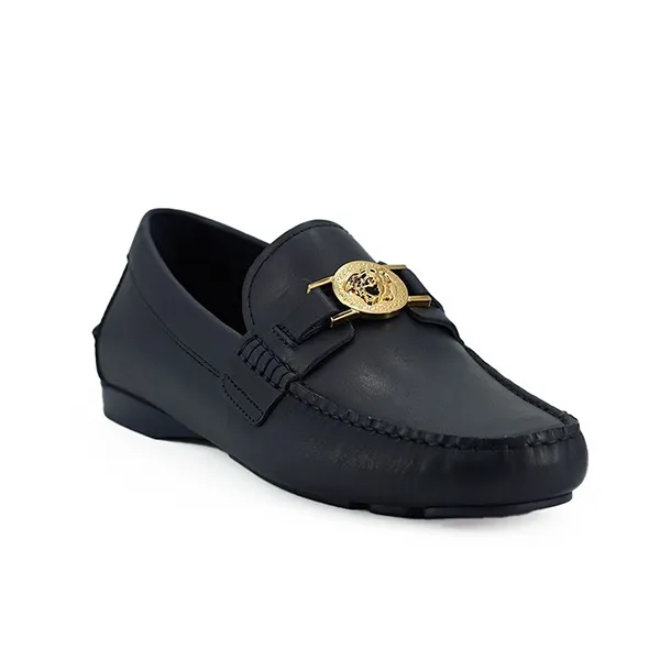 Giày Lười Nam Versace Calf Leather Loafers Shoes Màu Xanh Đen Size 41