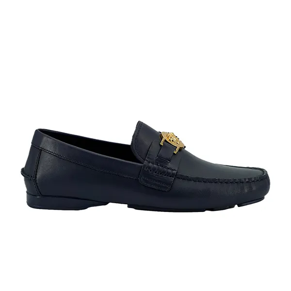 Giày Lười Nam Versace Calf Leather Loafers Shoes Màu Xanh Đen Size 41