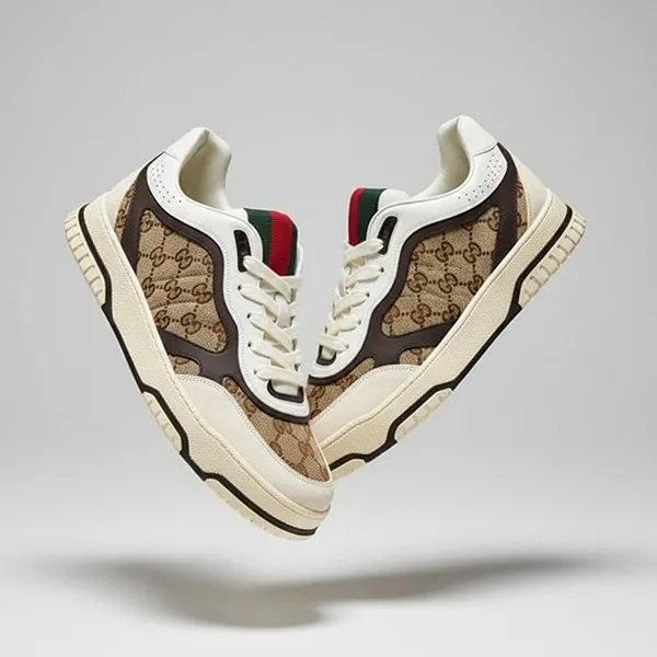 Giày Sneaker Nam Gucci Re Web Beige 787476 AADHW 9552 Màu Nâu Trắng Size 5
