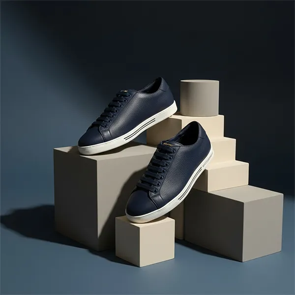 Giày Sneakers Nam Dolce & Gabbana D&G Navy Calf Leather Shoes CS1735 A8L37 Màu Xanh Navy Size 5