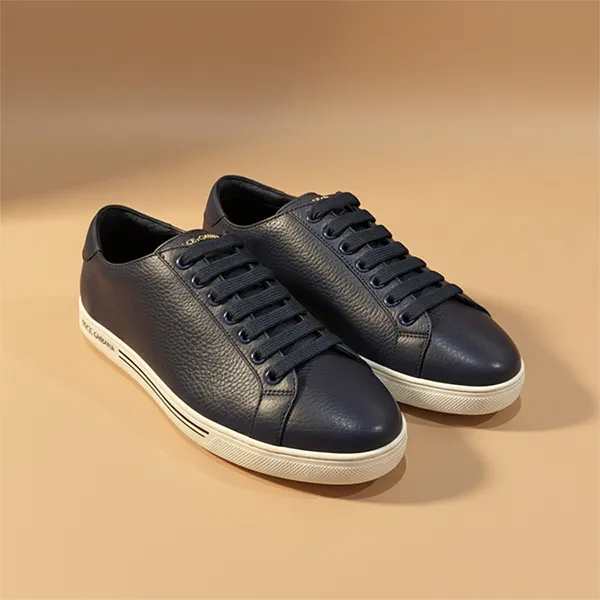 Giày Sneakers Nam Dolce & Gabbana D&G Navy Calf Leather Shoes CS1735 A8L37 Màu Xanh Navy Size 5