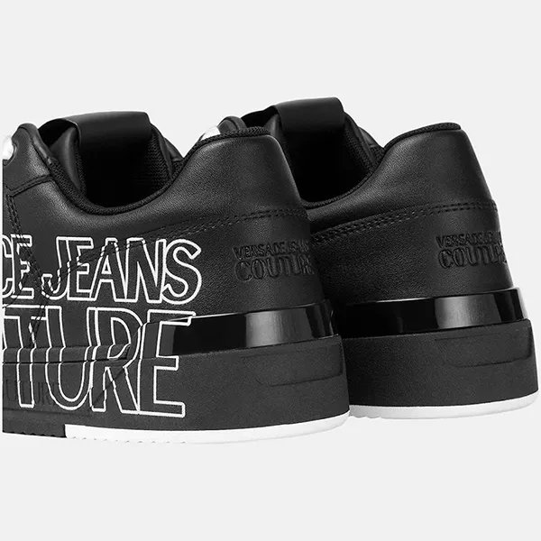 Giày Sneakers Nam Versace Black Sneaker Shoes With White Letter 77YA3SJ5 ZP346 899 Màu Đen Size 42