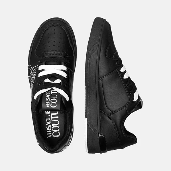 Giày Sneakers Nam Versace Black Sneaker Shoes With White Letter 77YA3SJ5 ZP346 899 Màu Đen Size 42