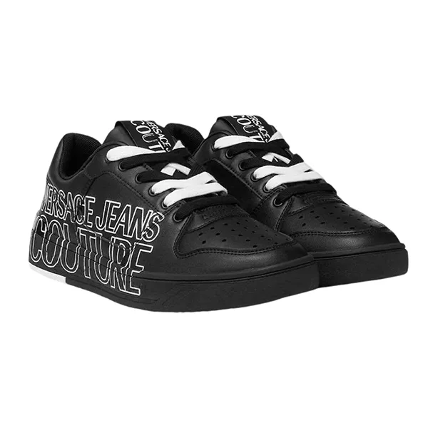 Giày Sneakers Nam Versace Black Sneaker Shoes With White Letter 77YA3SJ5 ZP346 899 Màu Đen Size 42