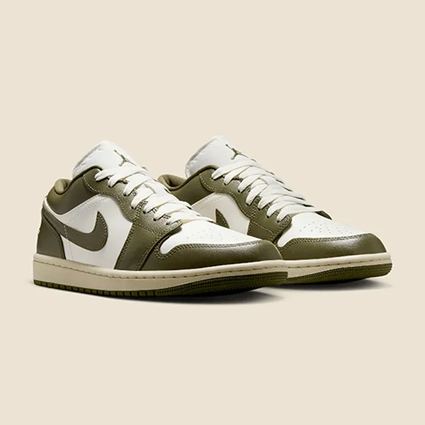 Giày Thể Thao Nam Nike Air Jordan 1 Low Medium Olive DC0774-122 Màu Xanh Trắng Size 40.5