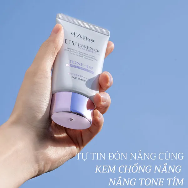 Kem Chống Nắng Nâng Tone Tím D'Alba Waterfull Tone Up Purple Correcting Sun Cream SPF50+/ PA++++ 50ml